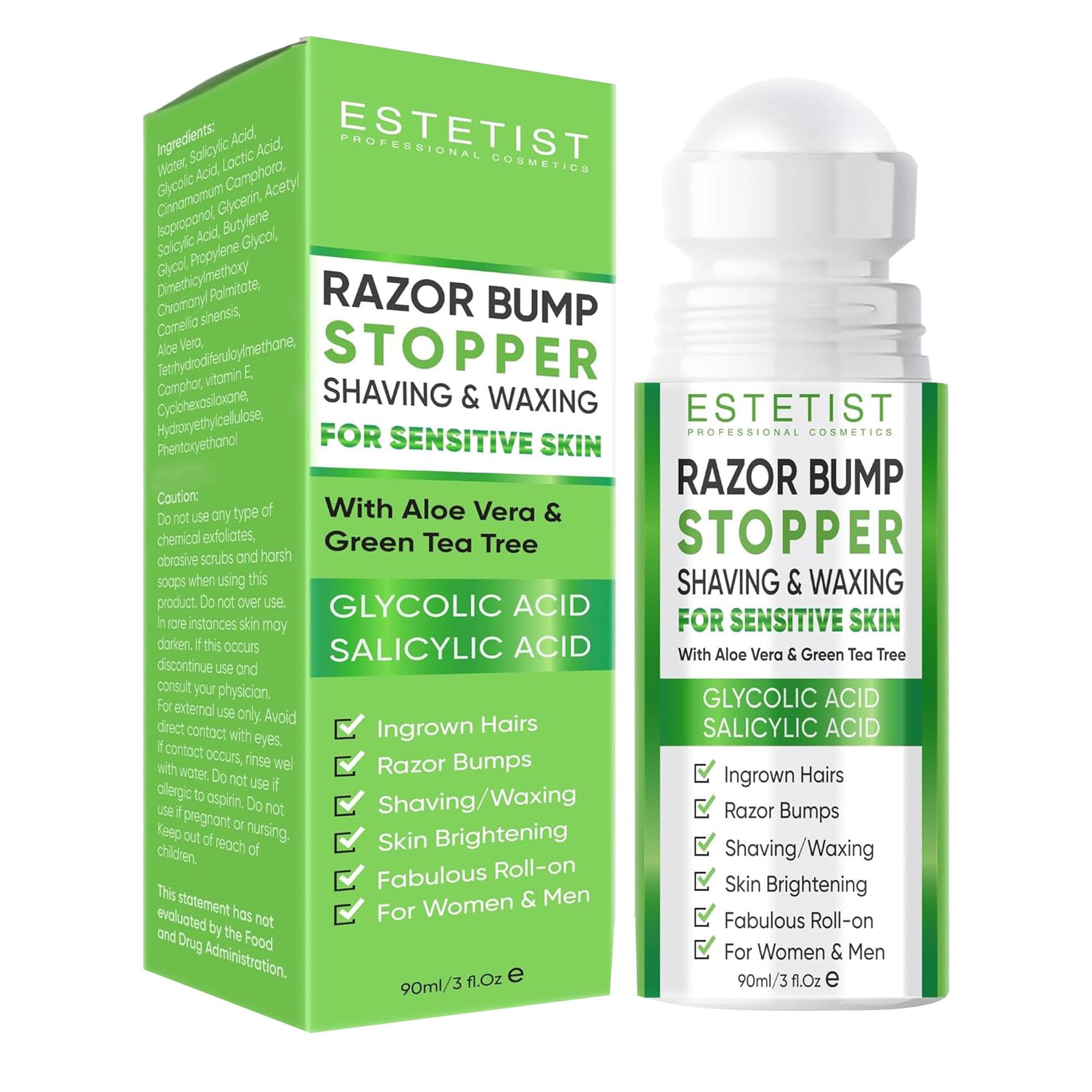 ESTETIST Razor Bump Solution Roll-On, Ingrown Hair & Razor Burn Care Serum, After Shave Roller for Bikini Area, Face, Neck, Underarm & Legs, Skin-Soothing Post Shave Care